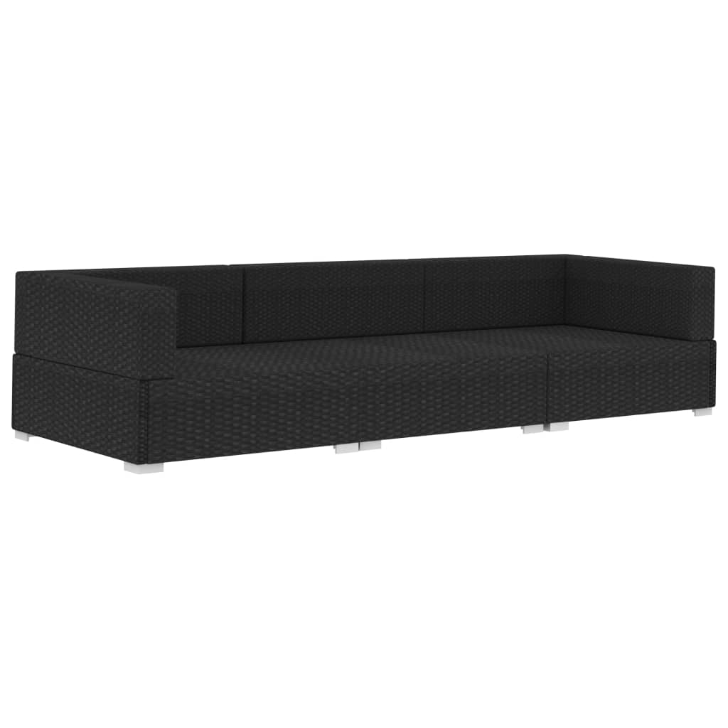 -Delige Loungeset Met Kussens Poly Rattan 3 Zwart