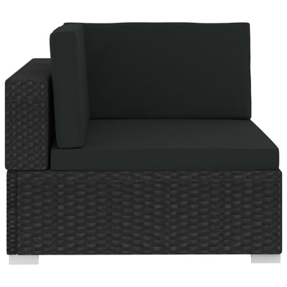 -Delige Loungeset Met Kussens Poly Rattan 3 Zwart