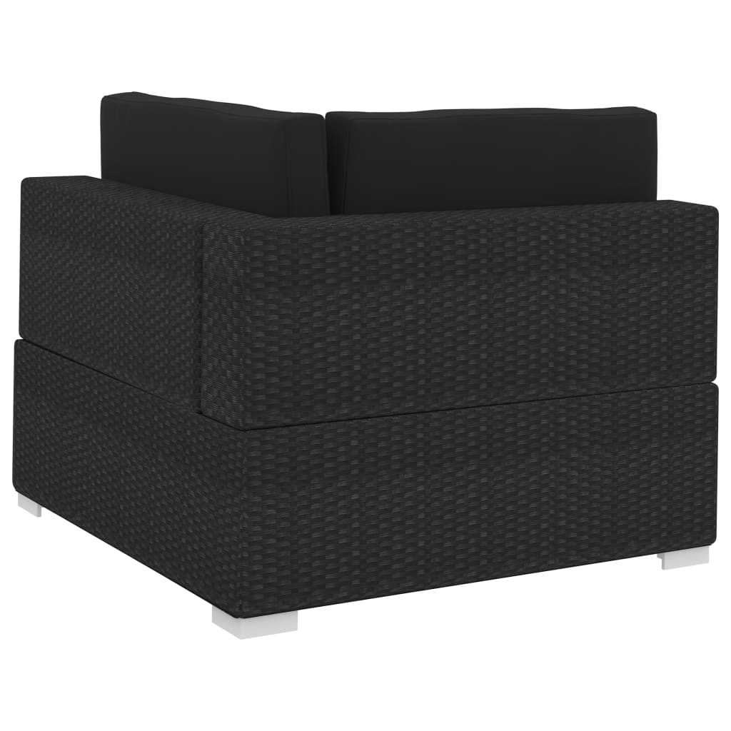 -Delige Loungeset Met Kussens Poly Rattan 3 Zwart