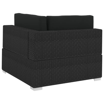 -Delige Loungeset Met Kussens Poly Rattan 3 Zwart