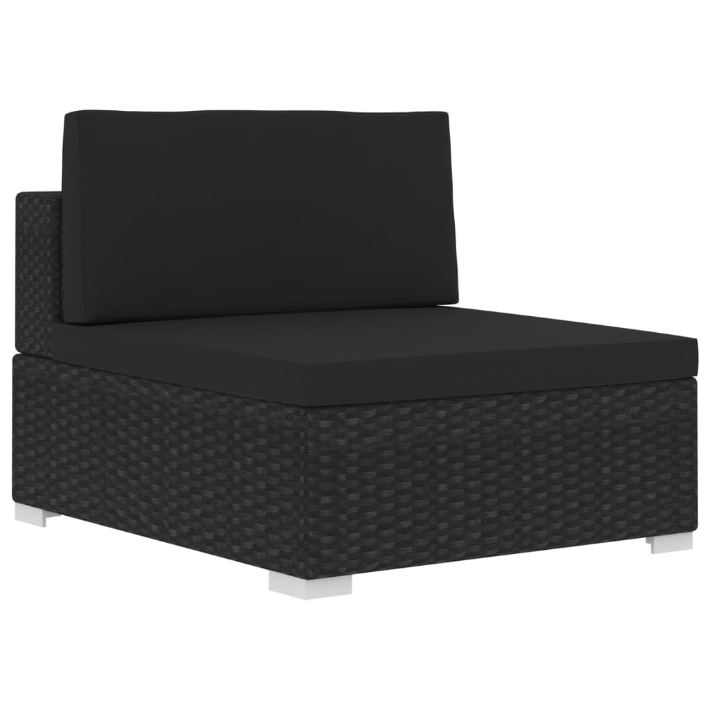 -Delige Loungeset Met Kussens Poly Rattan 3 Zwart