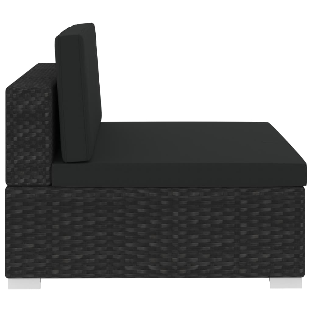 -Delige Loungeset Met Kussens Poly Rattan 3 Zwart