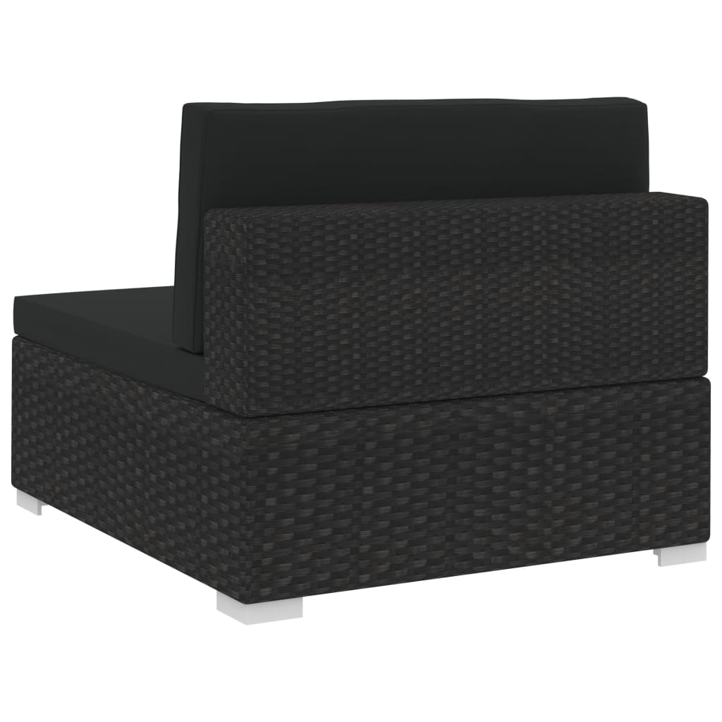 -Delige Loungeset Met Kussens Poly Rattan 3 Zwart