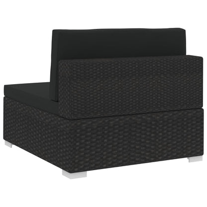 -Delige Loungeset Met Kussens Poly Rattan 3 Zwart