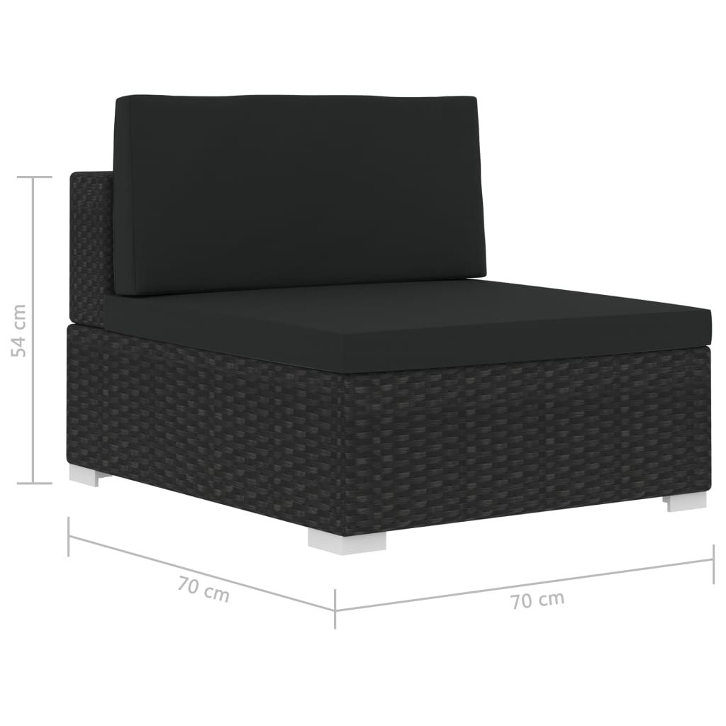 -Delige Loungeset Met Kussens Poly Rattan 3 Zwart
