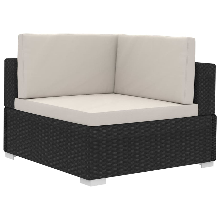 -Delige Loungeset Met Kussens Poly Rattan 4 Zwart en wit