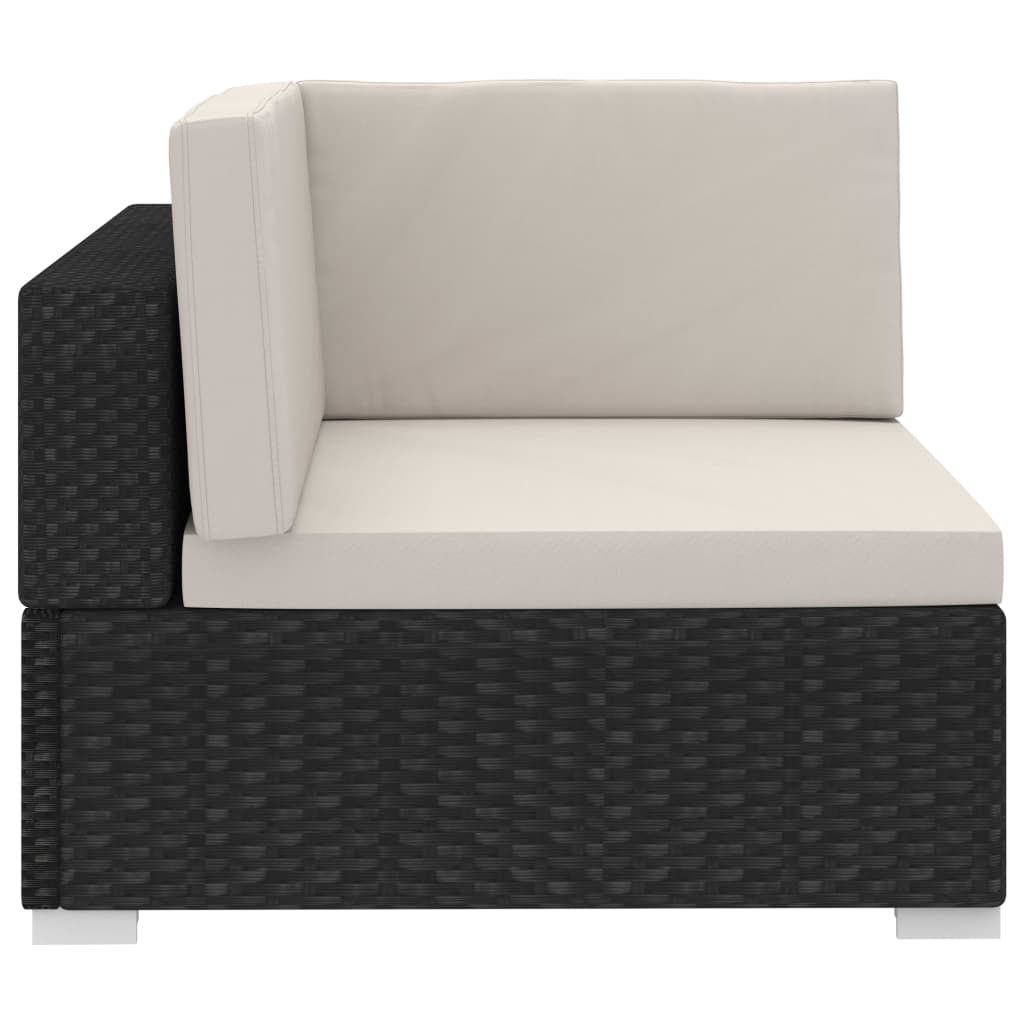 -Delige Loungeset Met Kussens Poly Rattan 4 Zwart en wit