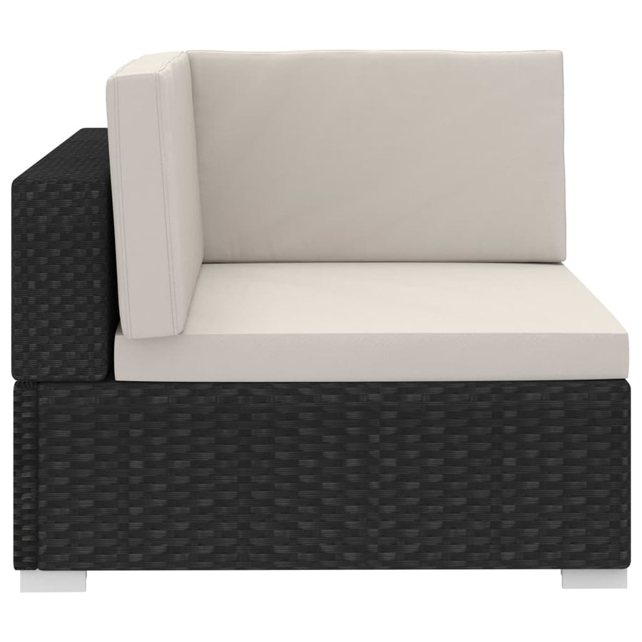 -Delige Loungeset Met Kussens Poly Rattan 4 Zwart en wit