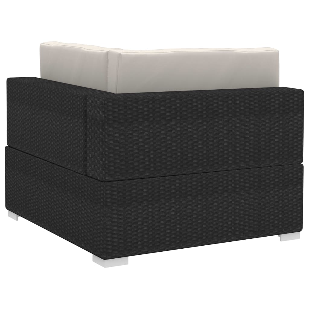 -Delige Loungeset Met Kussens Poly Rattan 4 Zwart en wit