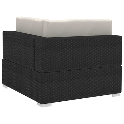 -Delige Loungeset Met Kussens Poly Rattan 4 Zwart en wit
