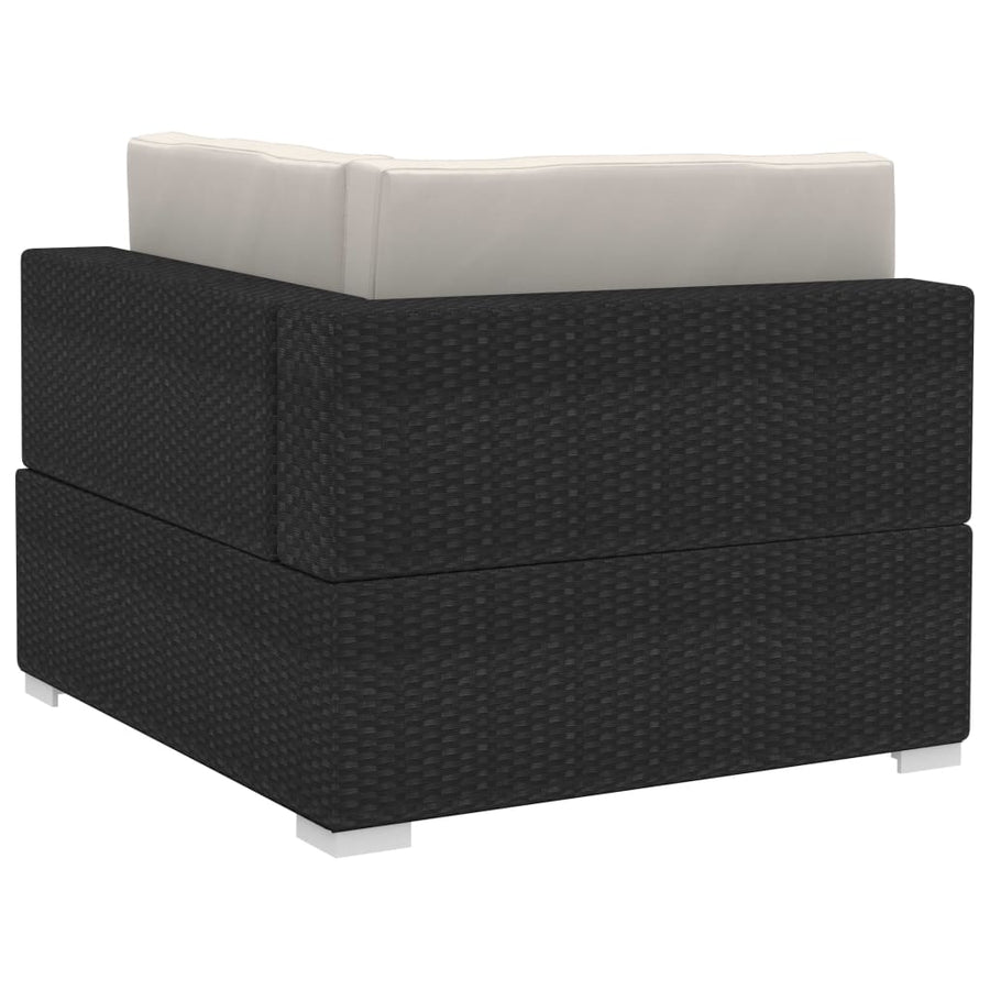-Delige Loungeset Met Kussens Poly Rattan 4 Zwart en wit