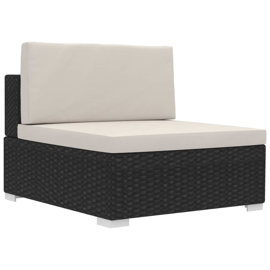 -Delige Loungeset Met Kussens Poly Rattan 4 Zwart en wit