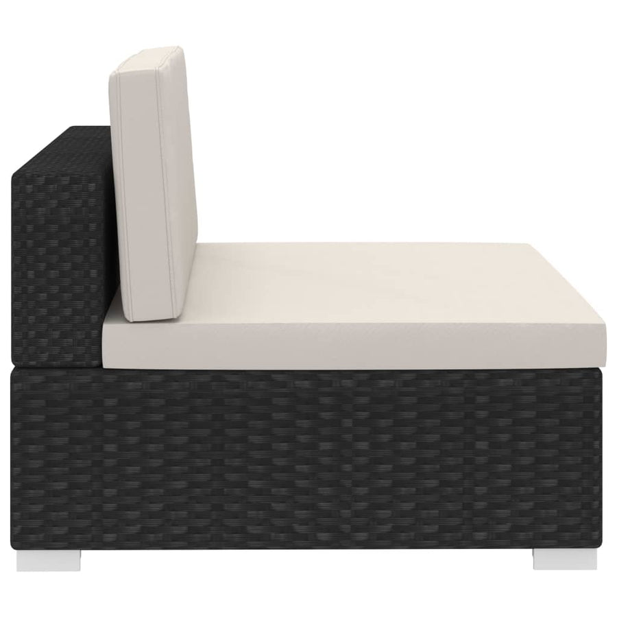 -Delige Loungeset Met Kussens Poly Rattan 4 Zwart en wit