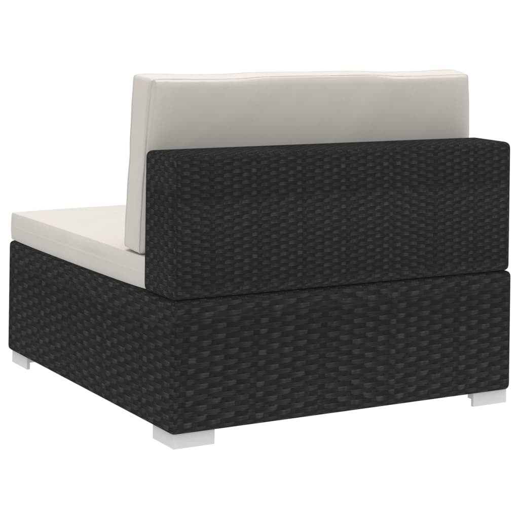 -Delige Loungeset Met Kussens Poly Rattan 4 Zwart en wit