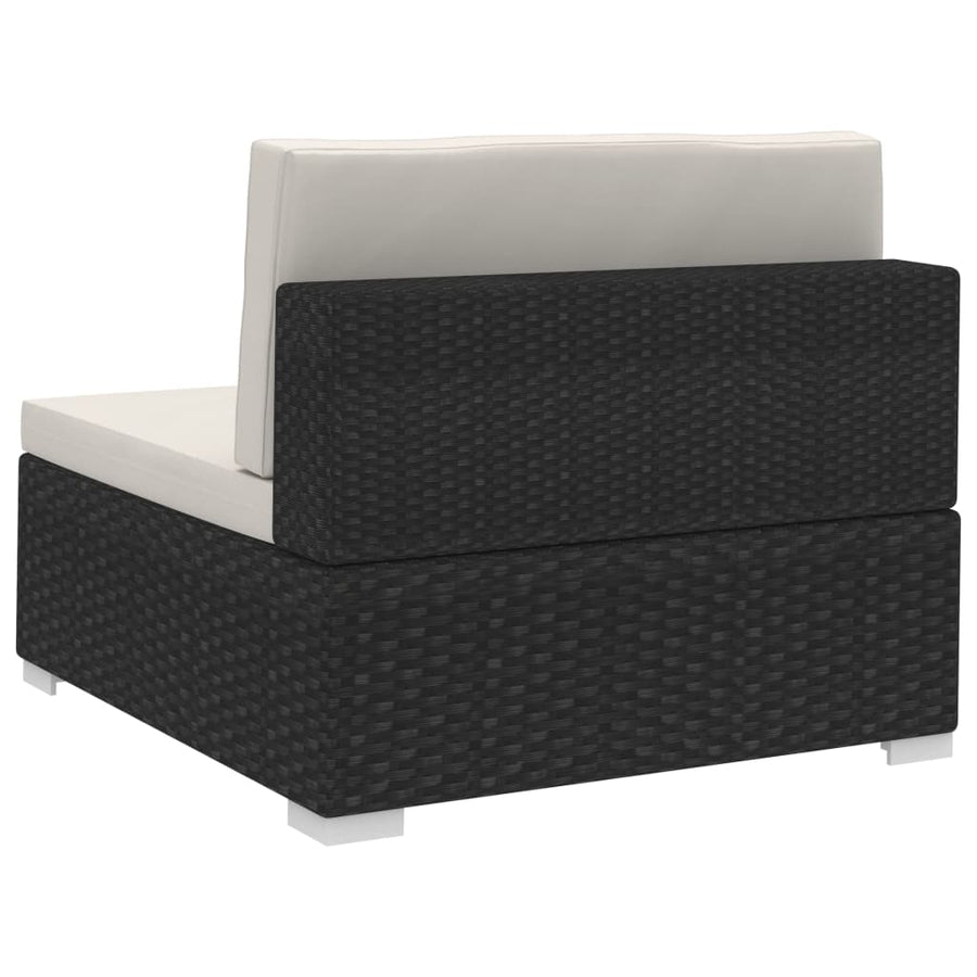 -Delige Loungeset Met Kussens Poly Rattan 4 Zwart en wit