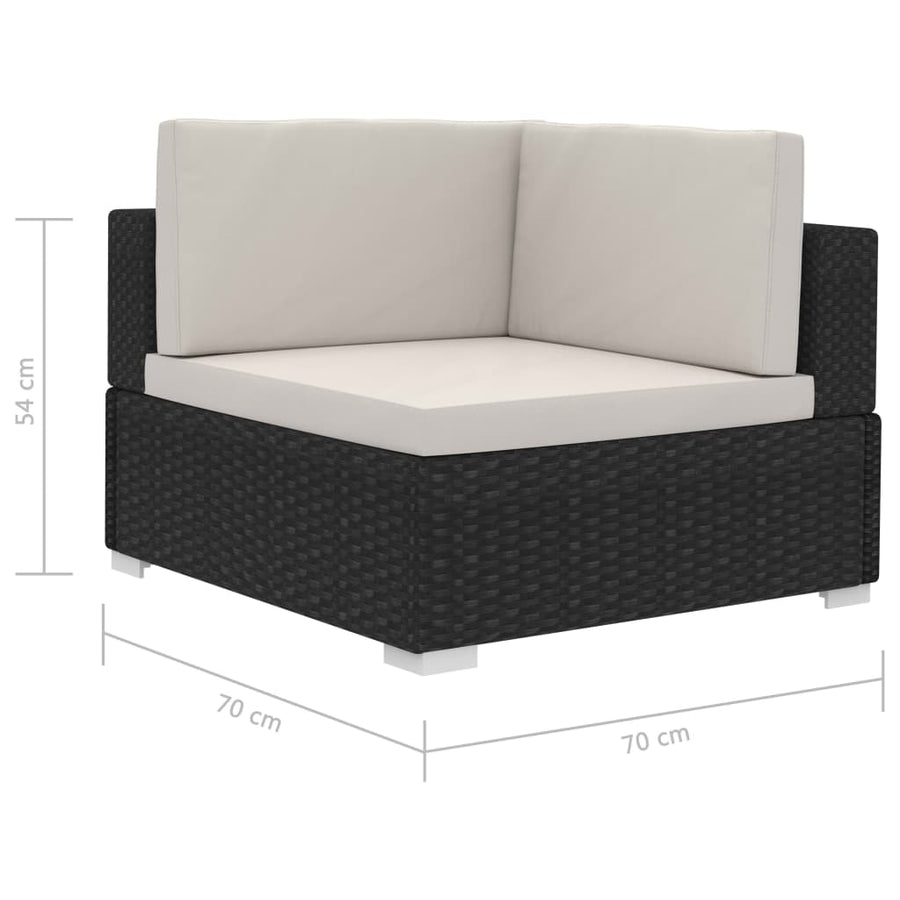 -Delige Loungeset Met Kussens Poly Rattan 4 Zwart en wit