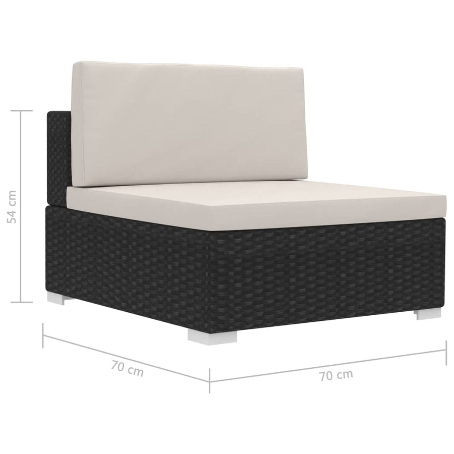 -Delige Loungeset Met Kussens Poly Rattan 4 Zwart en wit