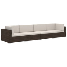 -Delige Loungeset Met Kussens Poly Rattan 4 Bruin