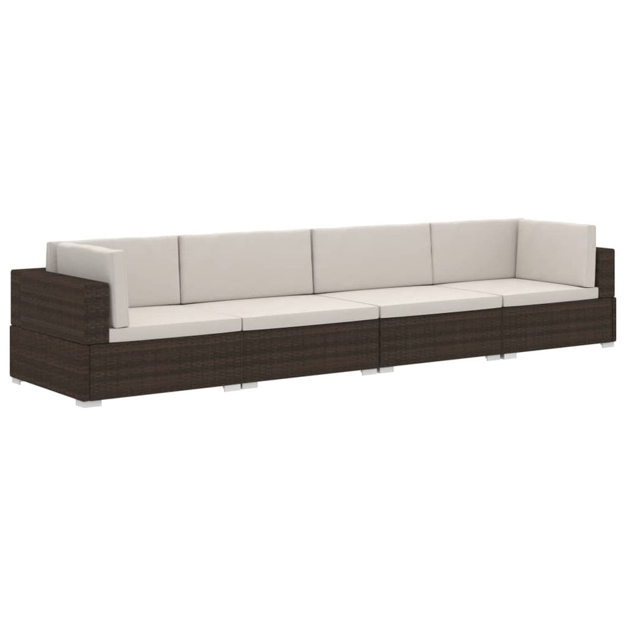 -Delige Loungeset Met Kussens Poly Rattan 4 Bruin