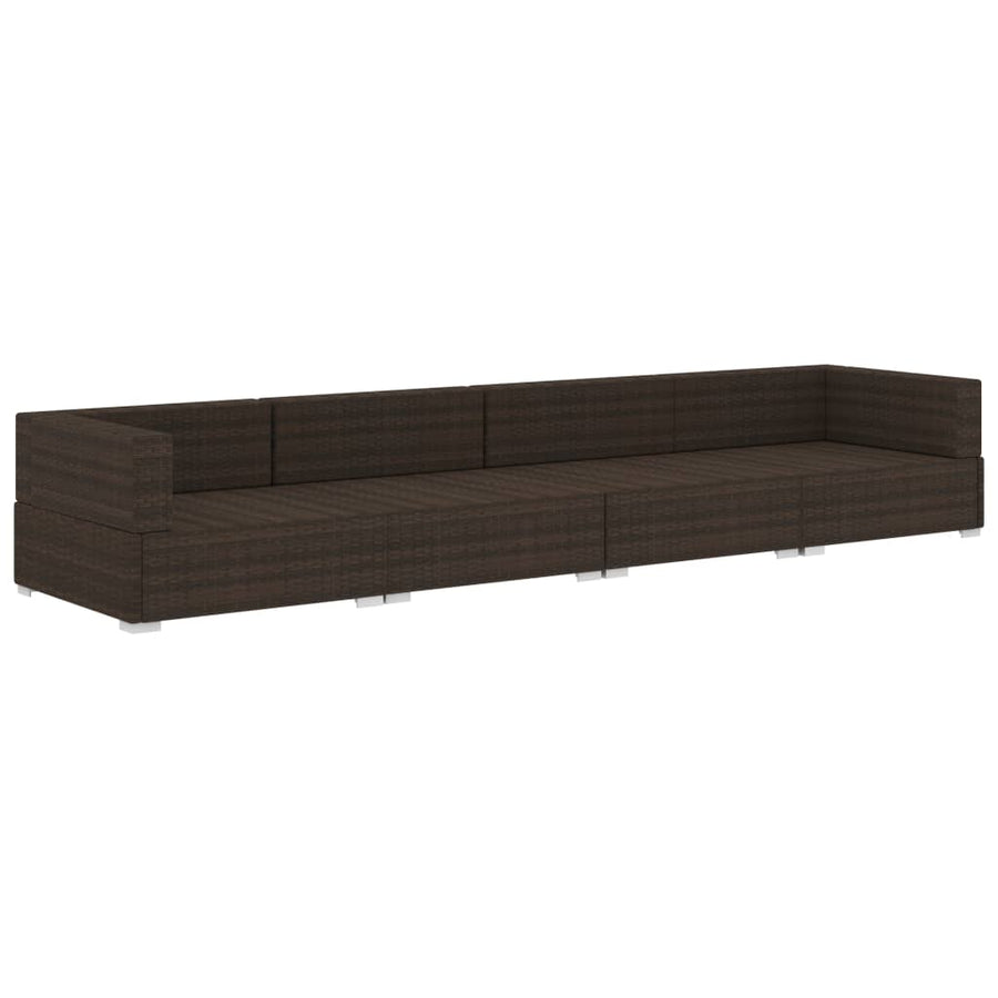 -Delige Loungeset Met Kussens Poly Rattan 4 Bruin