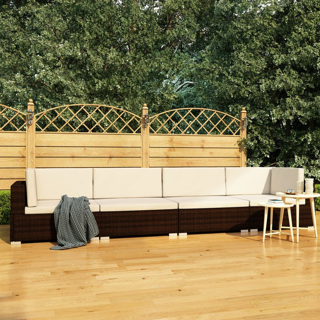 -Delige Loungeset Met Kussens Poly Rattan 4 Bruin