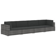 -Delige Loungeset Met Kussens Poly Rattan 4 Grijs