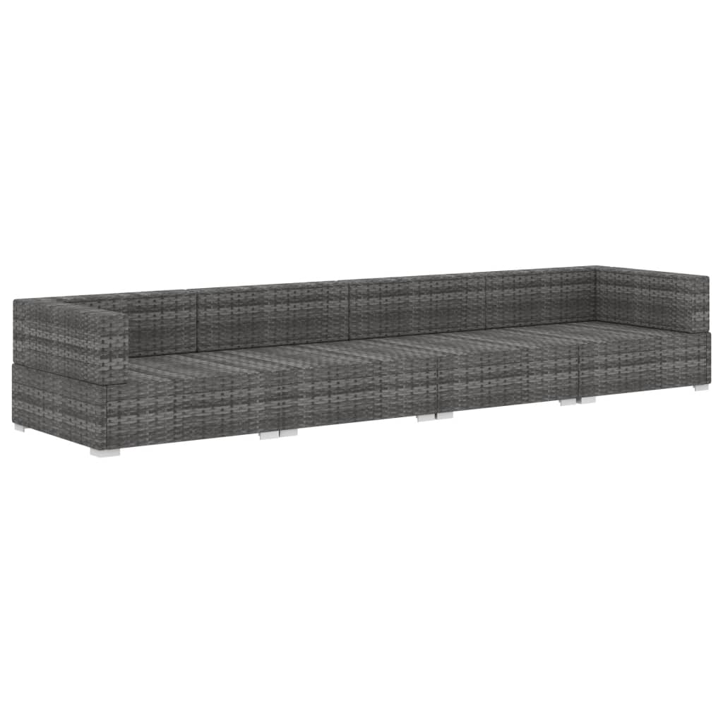-Delige Loungeset Met Kussens Poly Rattan 4 Grijs