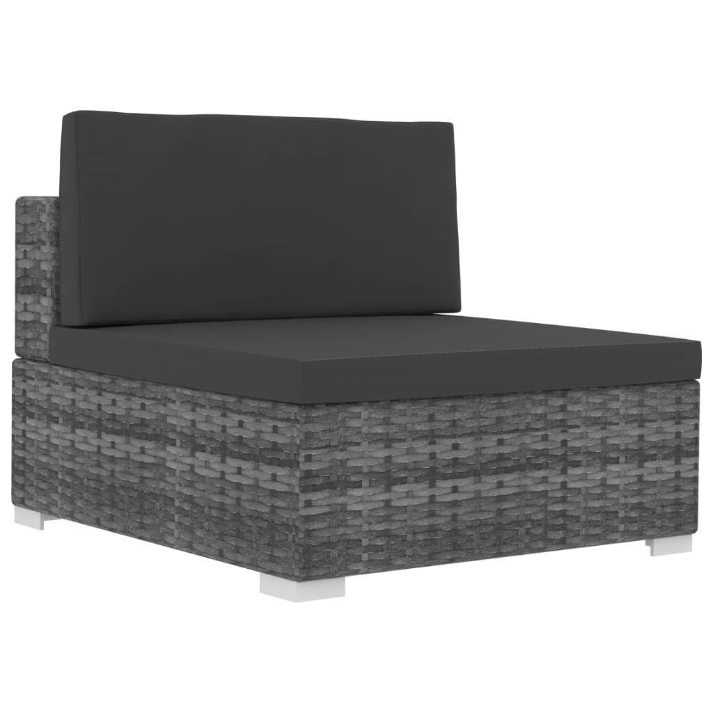 -Delige Loungeset Met Kussens Poly Rattan 4 Grijs