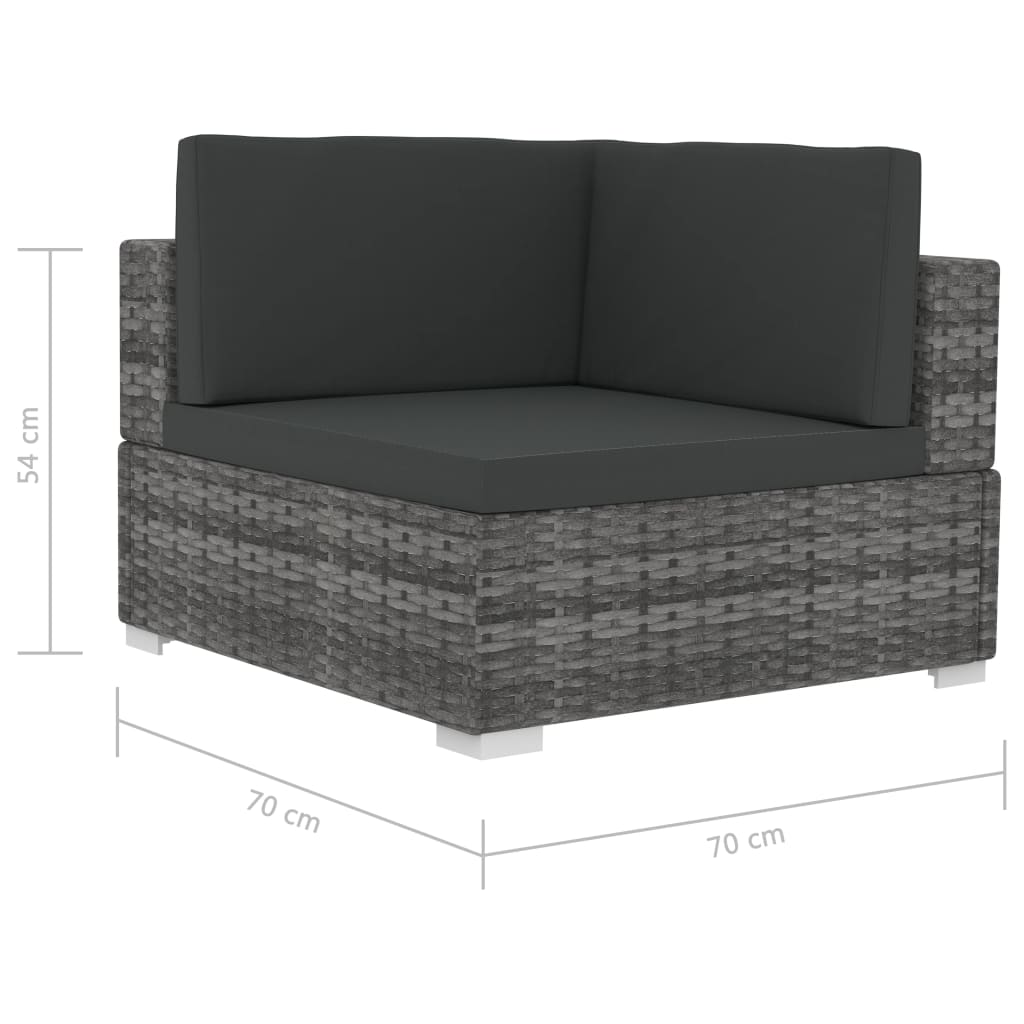 -Delige Loungeset Met Kussens Poly Rattan 4 Grijs