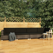 Loungeset 4-delig poly rattan grijs