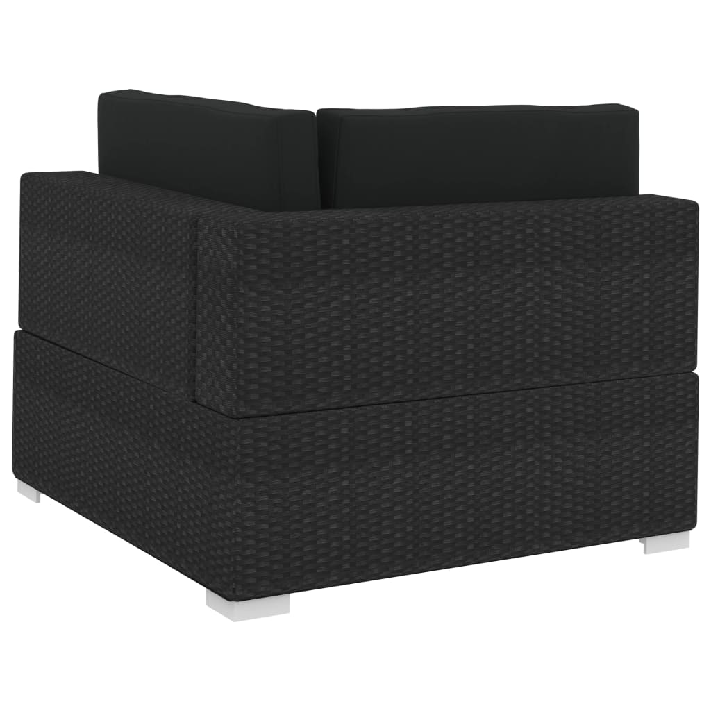 -Delige Loungeset Met Kussens Poly Rattan 4 Zwart