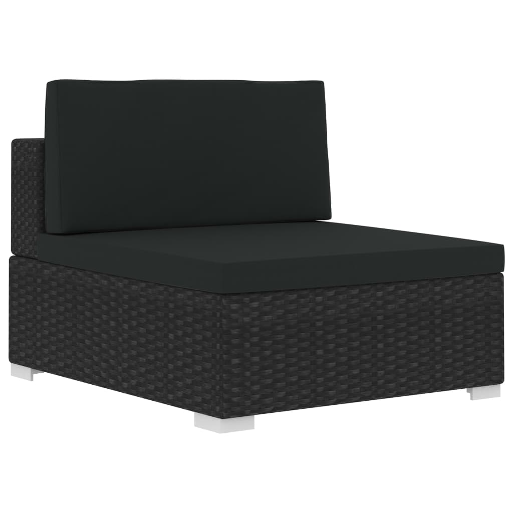 -Delige Loungeset Met Kussens Poly Rattan 4 Zwart