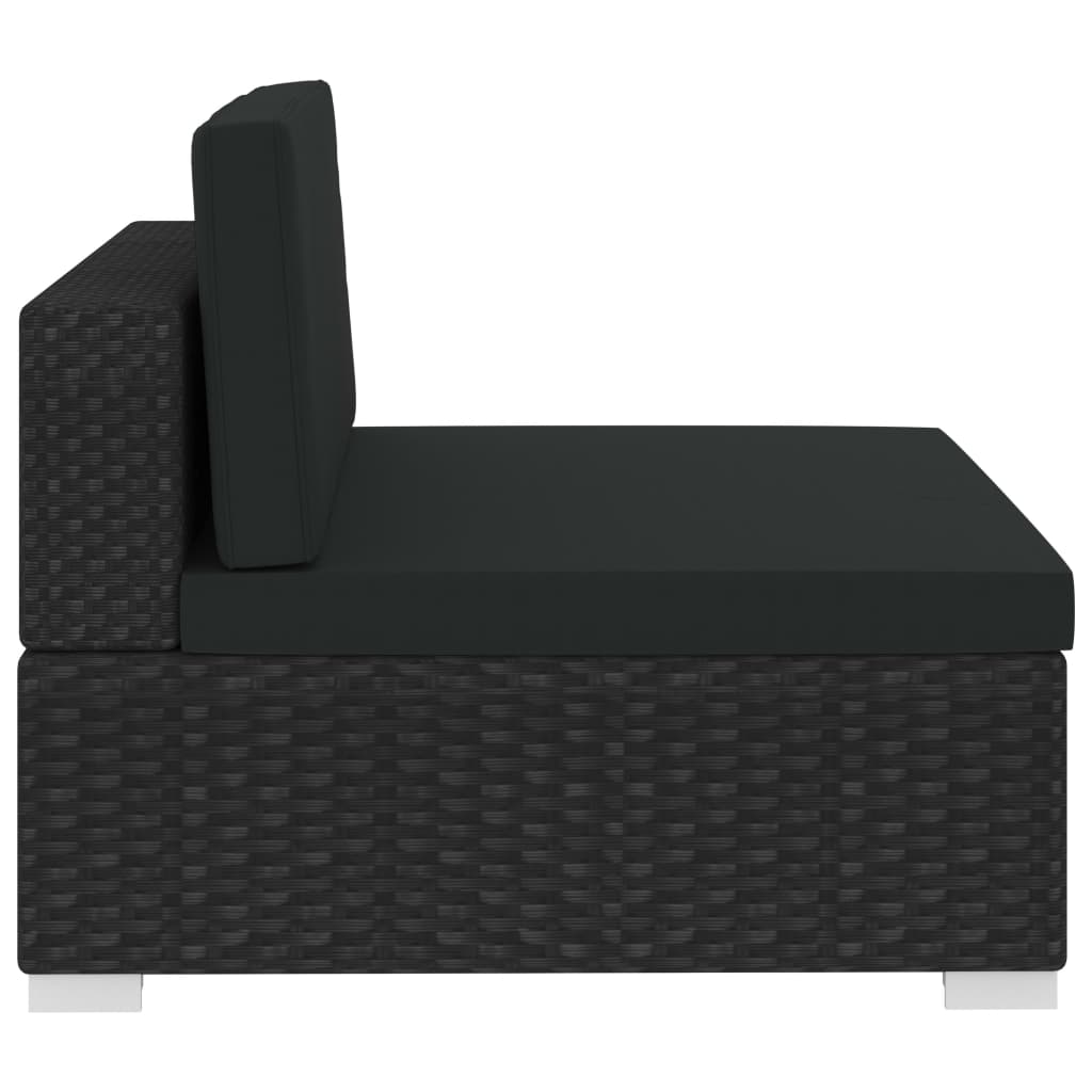 -Delige Loungeset Met Kussens Poly Rattan 4 Zwart