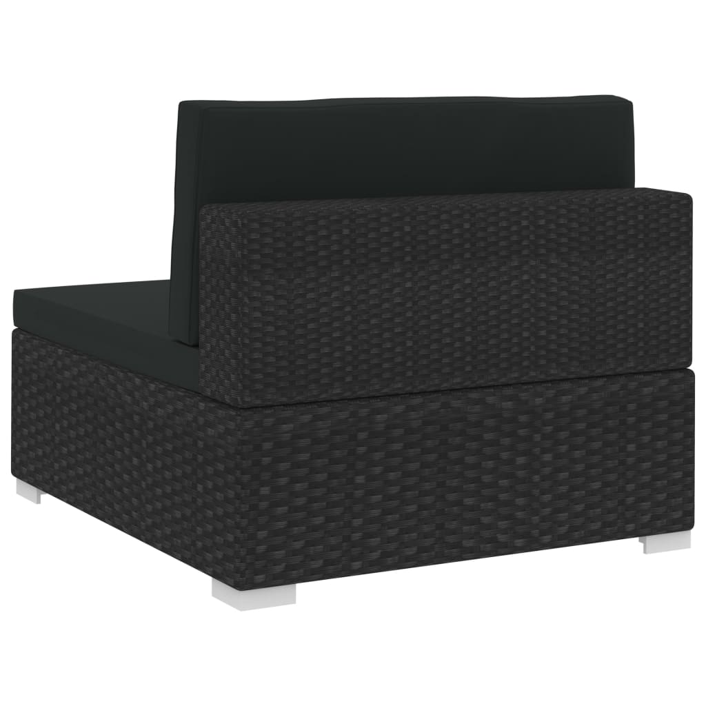 -Delige Loungeset Met Kussens Poly Rattan 4 Zwart