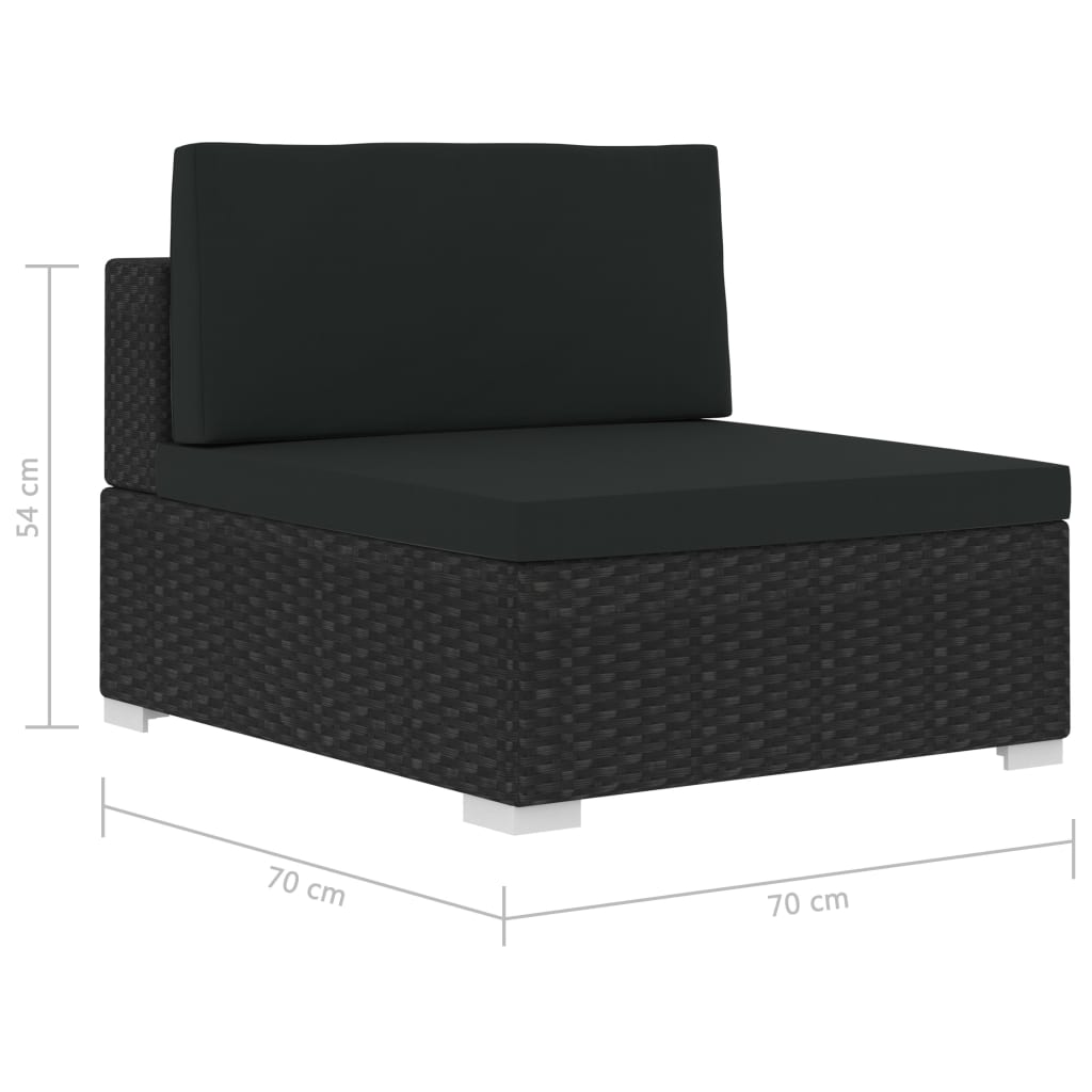 -Delige Loungeset Met Kussens Poly Rattan 4 Zwart