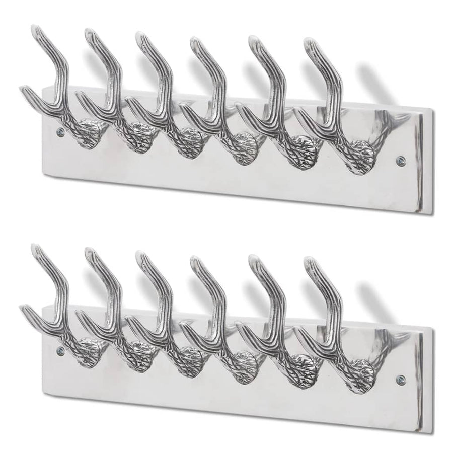 Kapstokken 2 st aluminium zilverkleurig