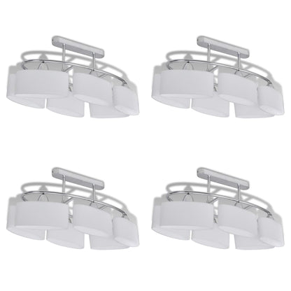 Plafondlamp Met Ellipsvormige Glazen Kappen 4 St E14 Witte Buitenkant / Witte Binnenkant