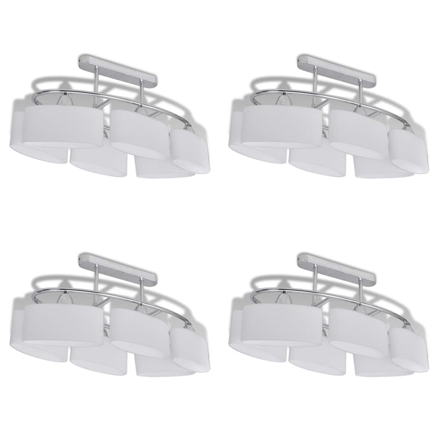 Plafondlamp Met Ellipsvormige Glazen Kappen 4 St E14 Witte Buitenkant / Witte Binnenkant