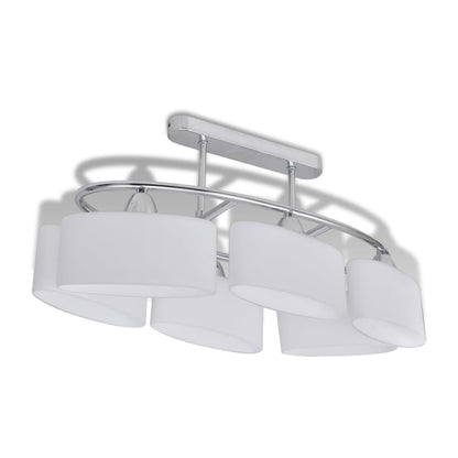 Plafondlamp Met Ellipsvormige Glazen Kappen 4 St E14 Witte Buitenkant / Witte Binnenkant