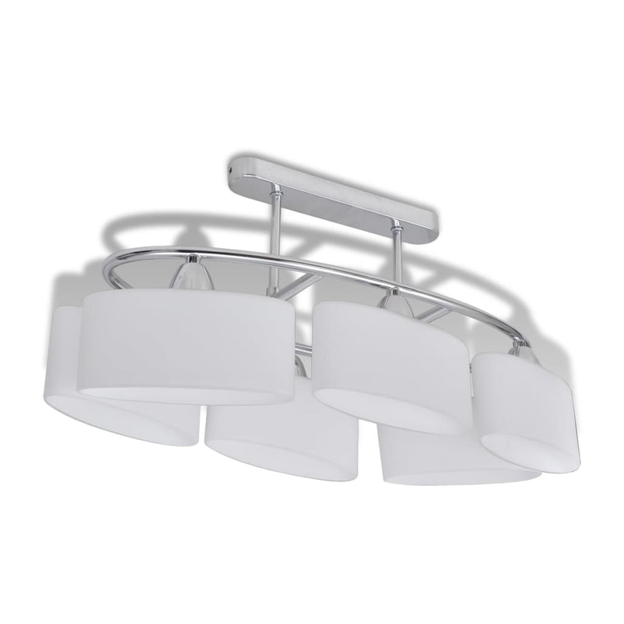 Plafondlamp Met Ellipsvormige Glazen Kappen 4 St E14 Witte Buitenkant / Witte Binnenkant