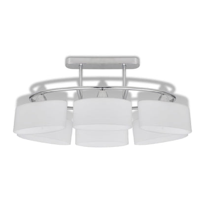 Plafondlamp Met Ellipsvormige Glazen Kappen 4 St E14 Witte Buitenkant / Witte Binnenkant