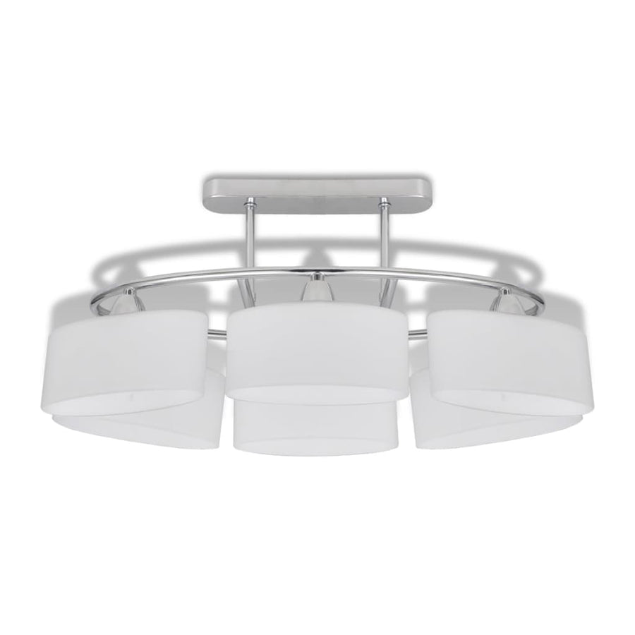 Plafondlamp Met Ellipsvormige Glazen Kappen 4 St E14 Witte Buitenkant / Witte Binnenkant