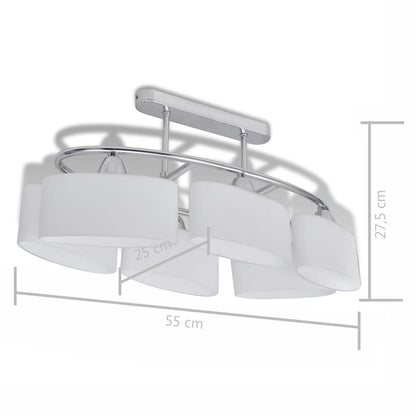 Plafondlamp Met Ellipsvormige Glazen Kappen 4 St E14 Witte Buitenkant / Witte Binnenkant
