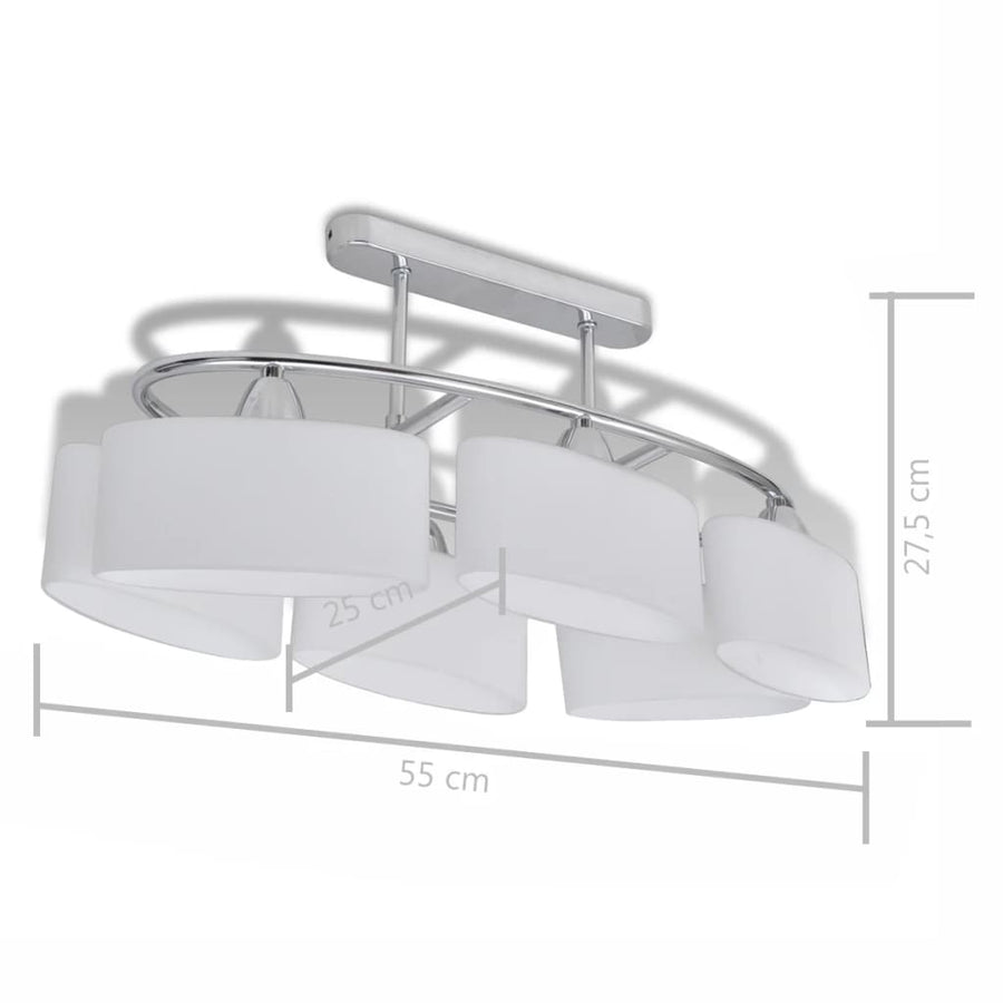 Plafondlamp Met Ellipsvormige Glazen Kappen 4 St E14 Witte Buitenkant / Witte Binnenkant