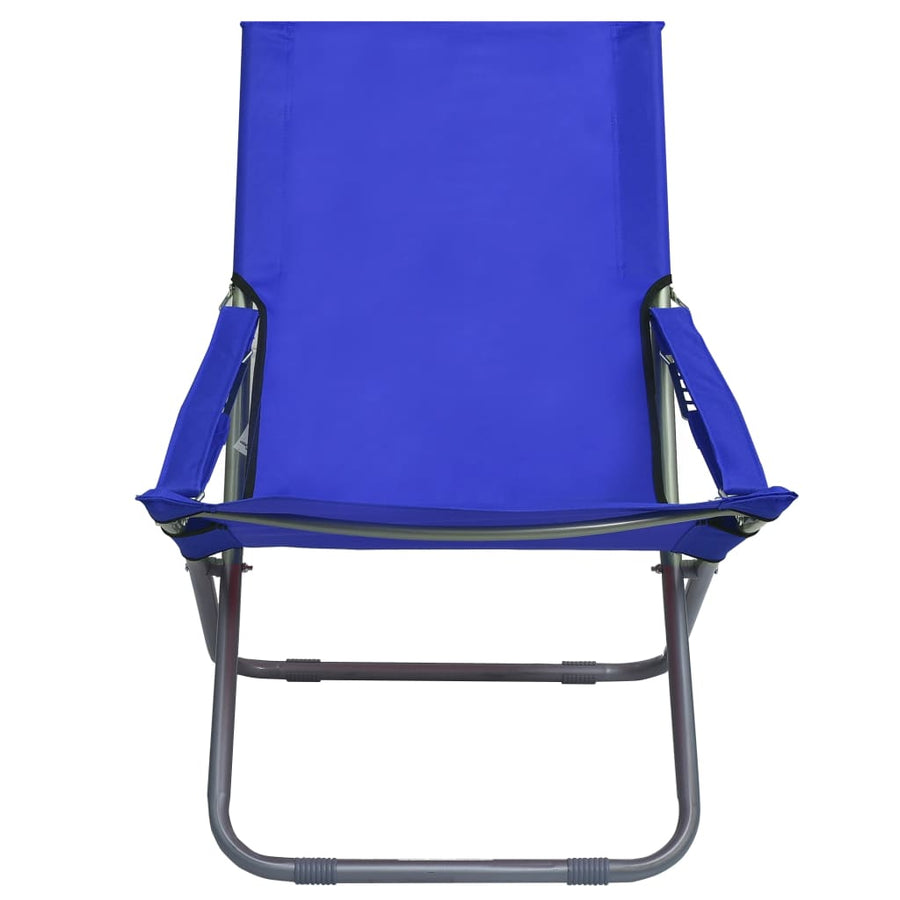 Strandstoelen 2 St Inklapbaar Stof Blauw