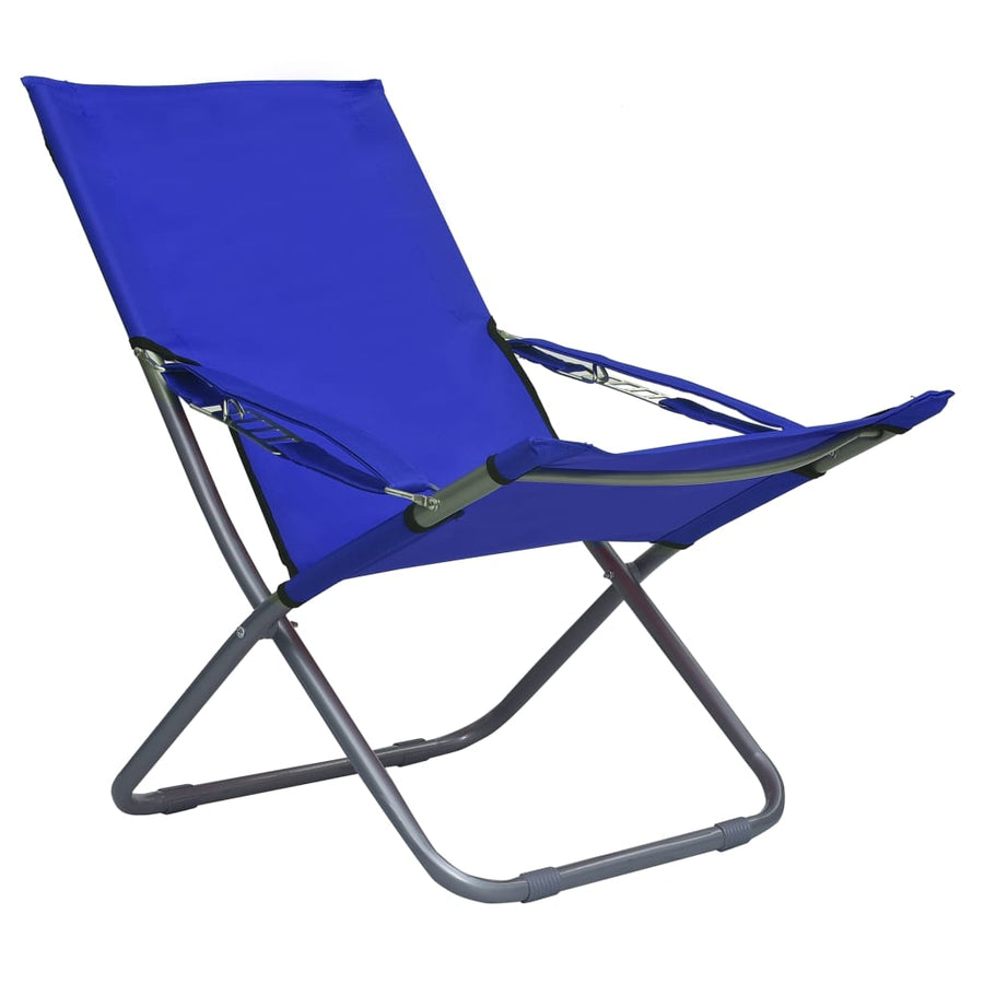 Strandstoelen 2 St Inklapbaar Stof Blauw