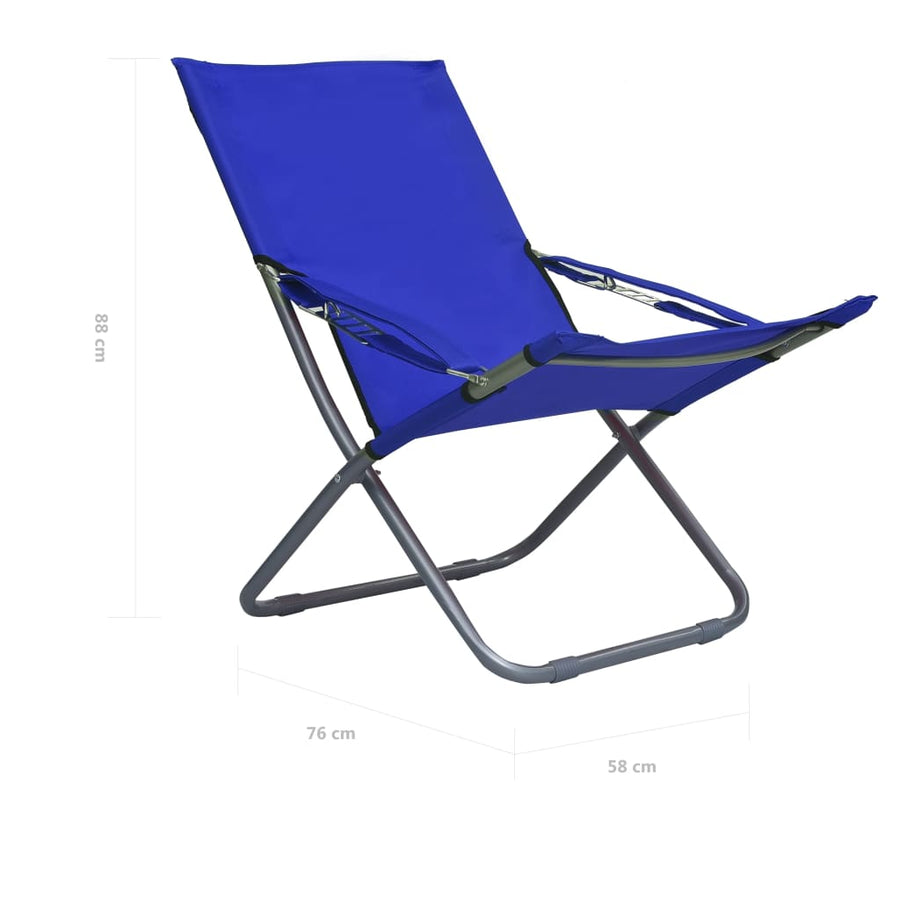 Strandstoelen 2 St Inklapbaar Stof Blauw