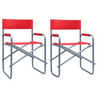 Regisseursstoel 2 st staal rood 48x57x79 cm