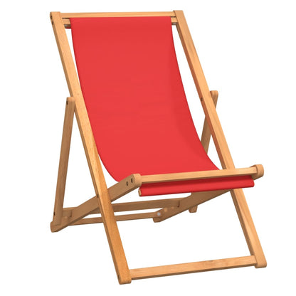 Strandstoel Inklapbaar Massief Teakhout Rood Zonder armleuning