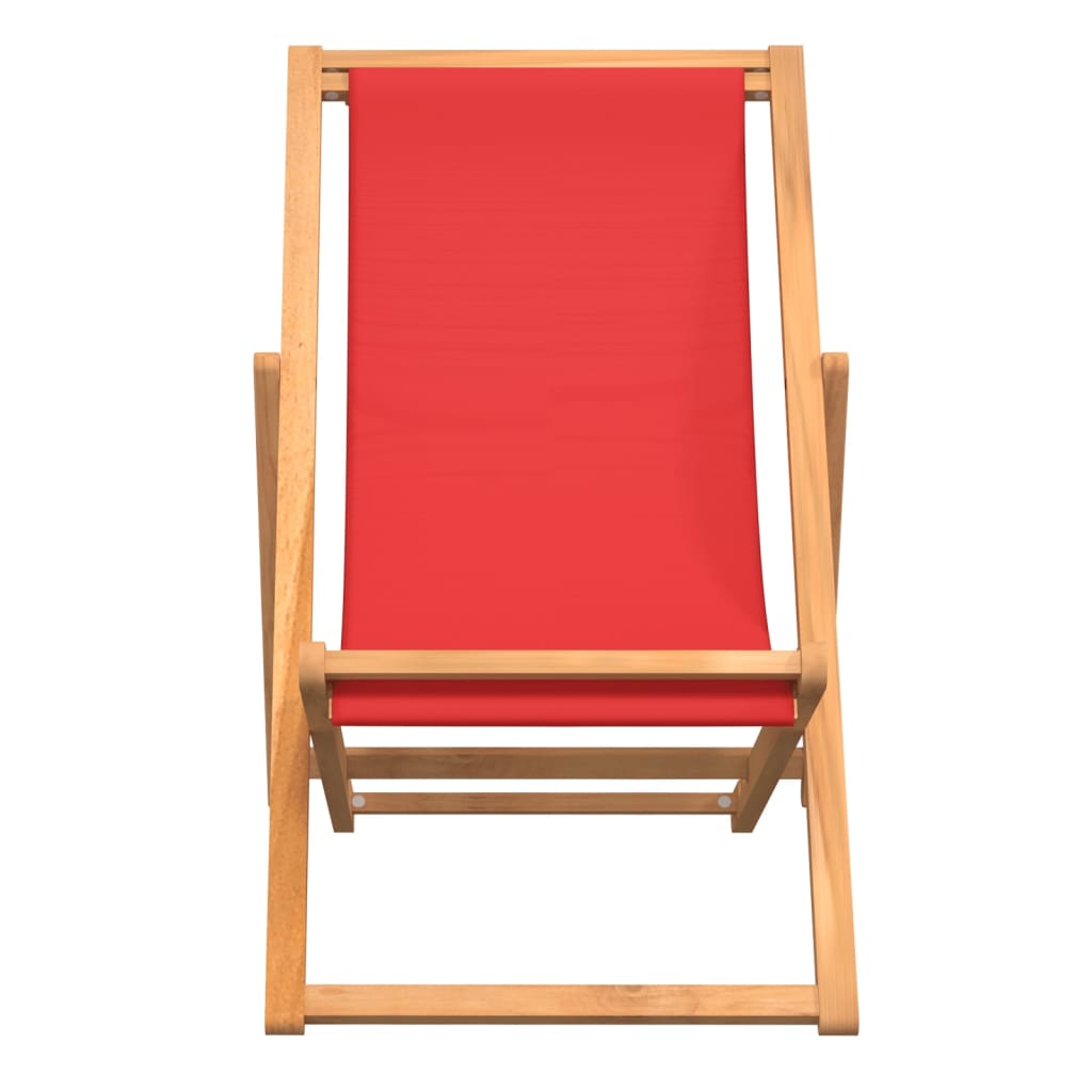 Strandstoel Inklapbaar Massief Teakhout Rood Zonder armleuning